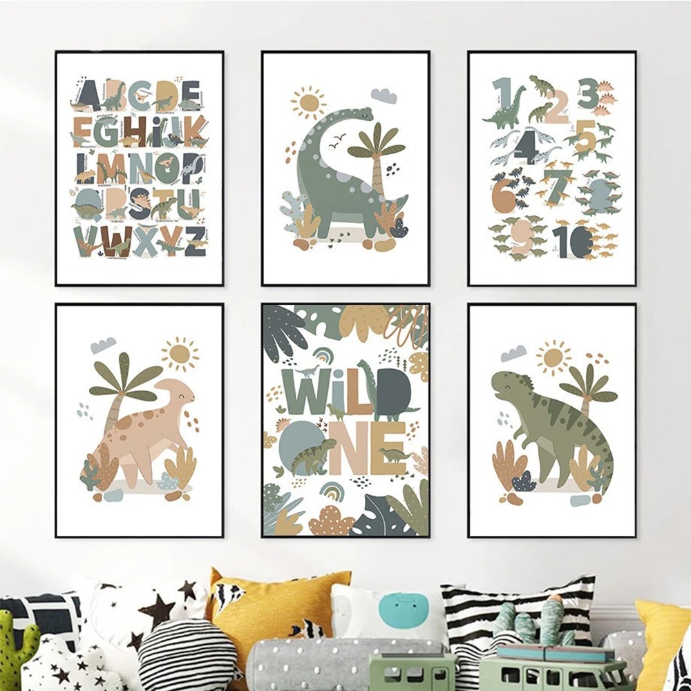 Nordic Cute Baby Dinosaur Wall - Kids Education Number recension och pris