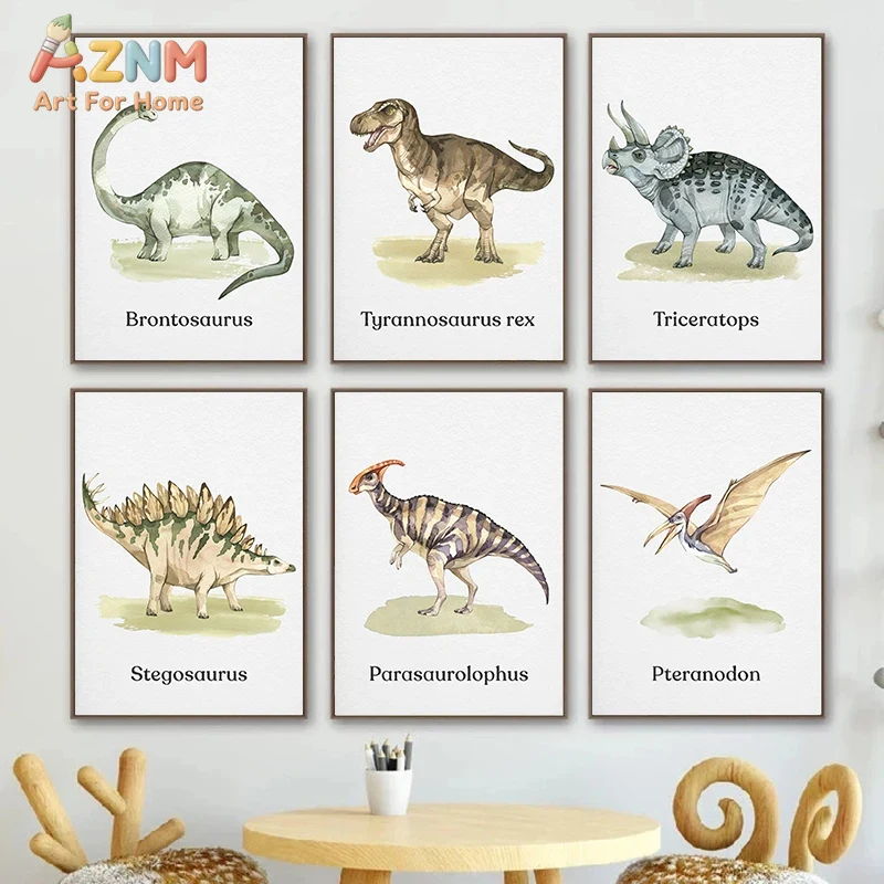 AZNM Watercolor Dinosaur Canva - Kids Education Name recension och pris