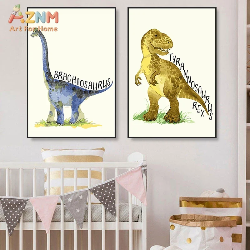 AZNM Watercolor Dinosaur Canva - Kids Education Name recension och pris