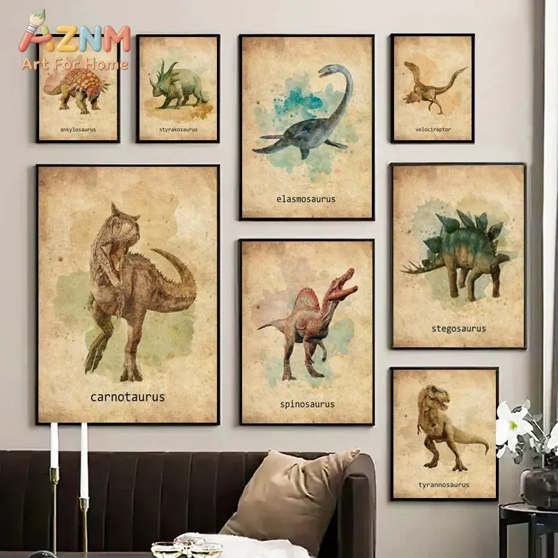 AZNM Vintage Dinosaur Canvas W - Kids Education Name recension och pris